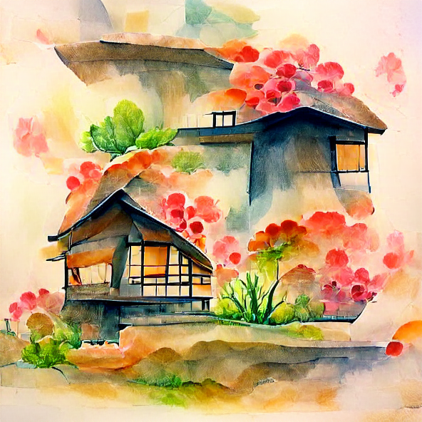 Japan House Watercolor